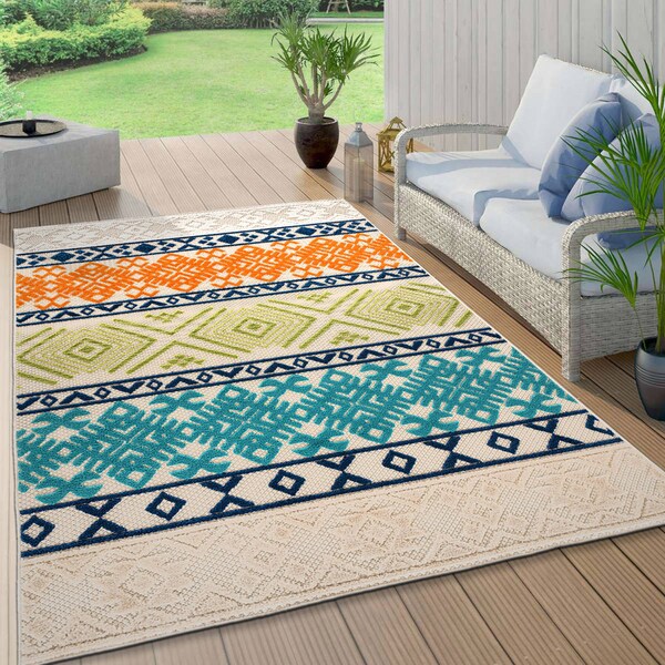 World Rug Gallery Palm Frond Floral Indoor/Outdoor Area Rug 7'10''x10' Multi Area Rug 5555MULTI8X10 - main